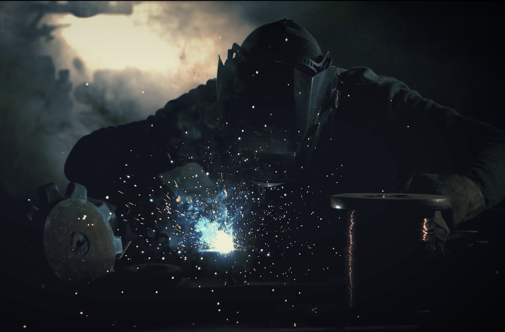 Welding in an industrial workshop