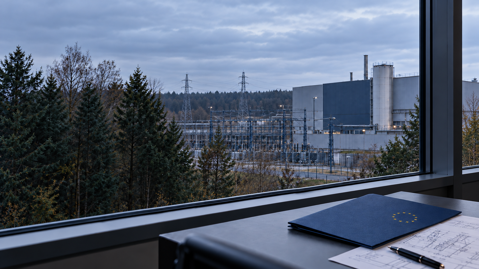 EU project folder overlooking an industrial site